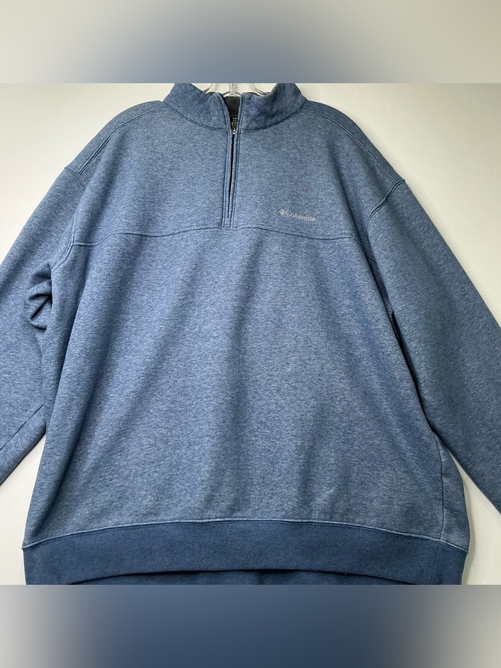 Columbia Men’s Zip Pullover Sweatshirt XXL Light Blue 1/4 Preowned
